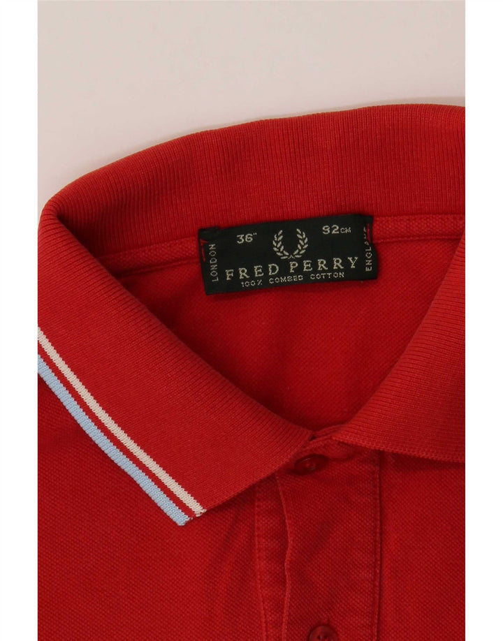 Fred Perry Herren-Poloshirt, klein, rot gestreift, Baumwolle