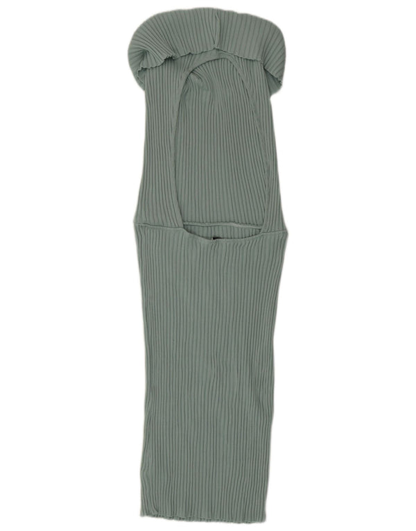 Ärmelloses, figurbetontes Damenkleid von Zara, Gr. 44, Größe L, Grün, Baumwolle