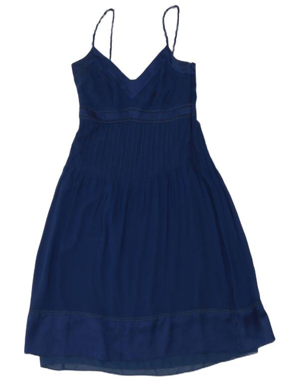 Karen Millen Damen Sommerkleid UK 10 Small Marineblaue Seide