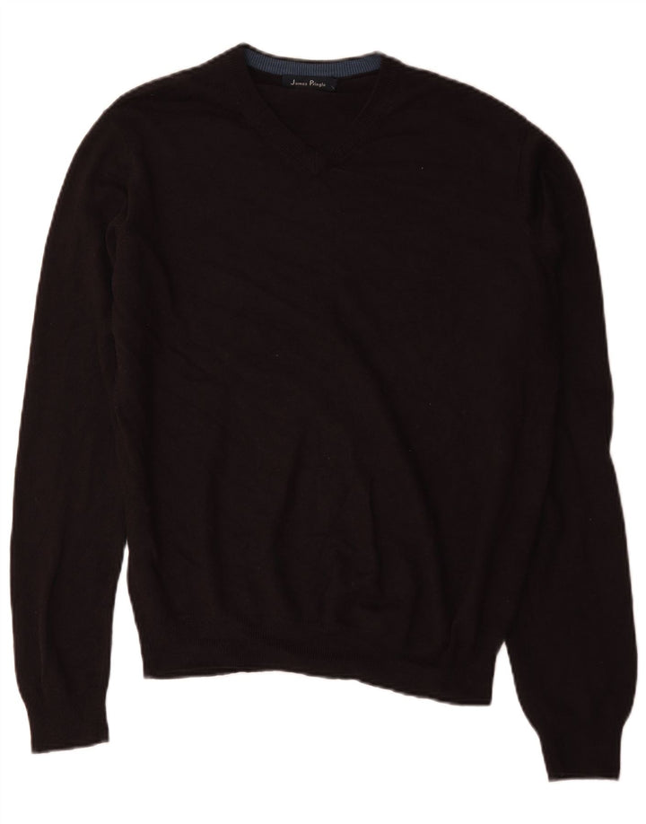 James Pringle Herren-Pullover mit V-Ausschnitt, Mittelschwarzes Acryl