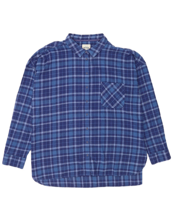 Fat Face Damen Overshirt Flanellhemd UK 20 2XL Blau kariert Baumwolle