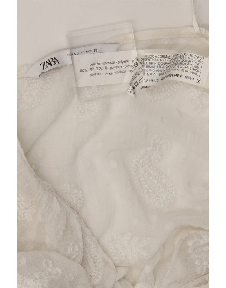 Durchsichtiges Maxikleid für Damen von Zara, Größe S, Weiß, Paisleymuster, Polyester