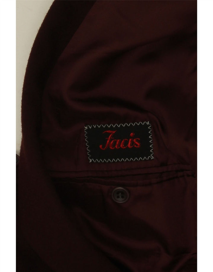 Facis Herren Longline 2-Knopf-Blazerjacke IT 52 XL Burgunderrote Schurwolle