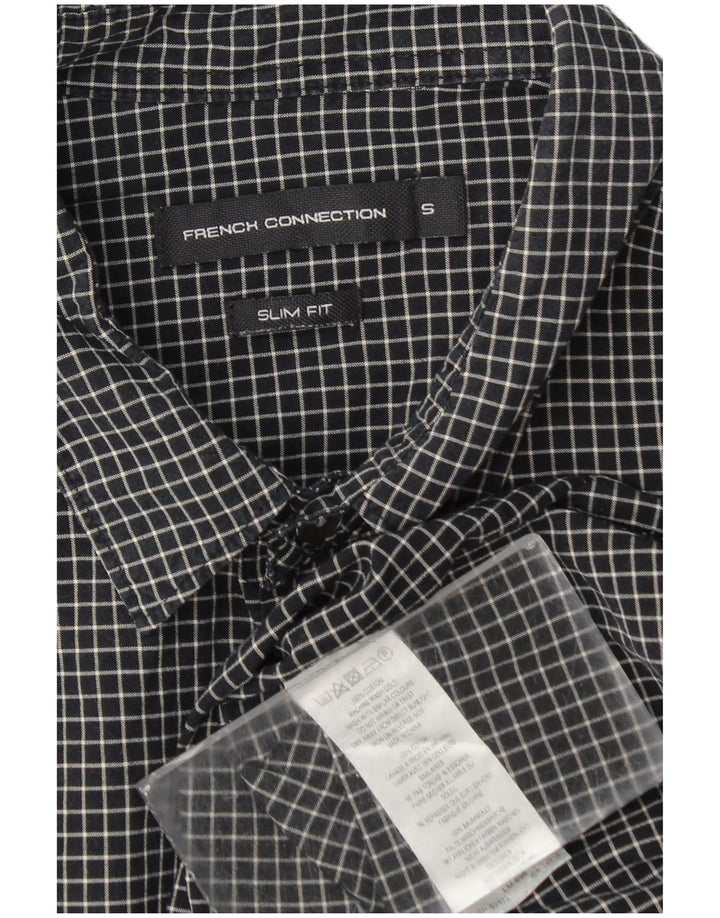 French Connection Slim-Fit-Flanellhemd für Herren, klein, schwarz, kariert, Baumwolle