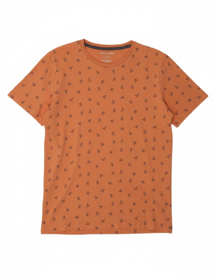 JACK & JONES Mens T-Shirt Top Small Orange Cotton