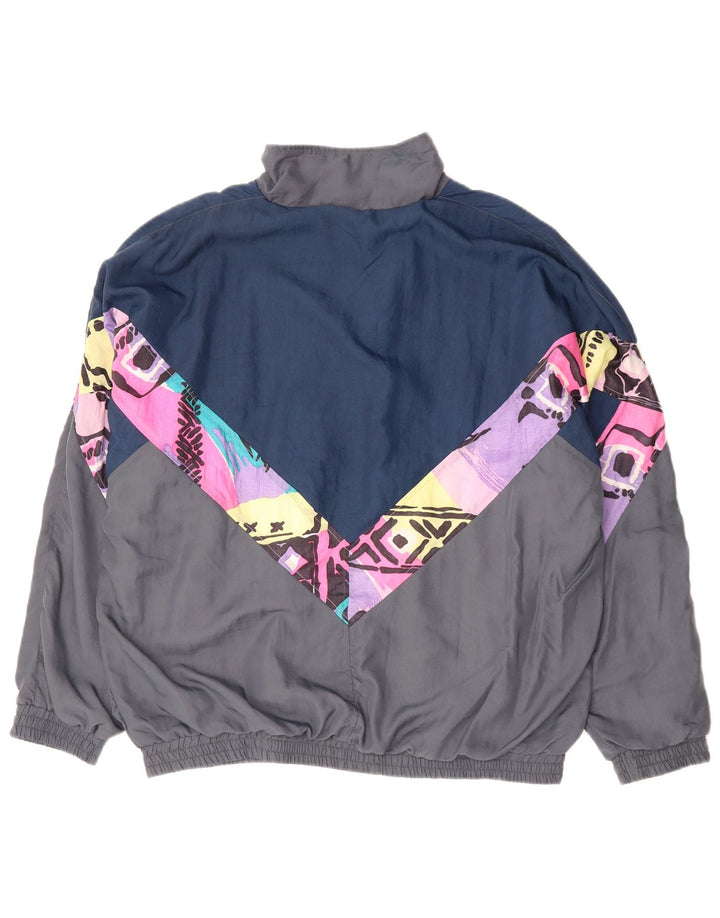 Vintage Herren Trainingsanzug Top Jacke XL Grau Colourblock Polyester 90er Jahre