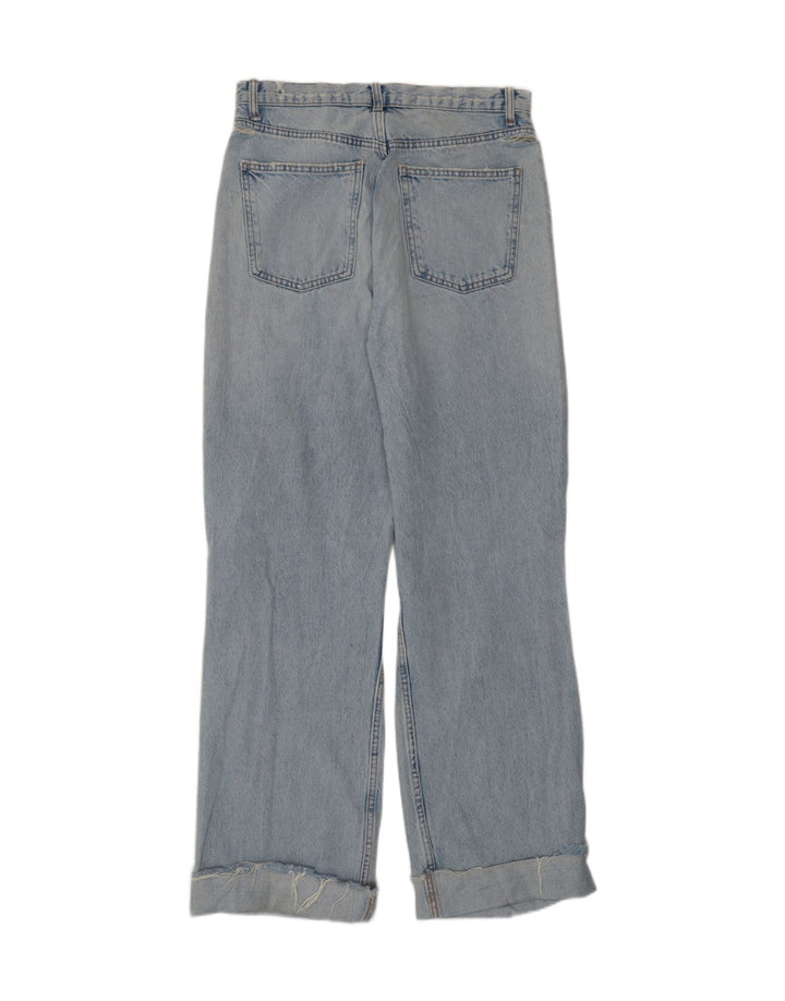 Zara Damen Distressed High Waist Jeans EU 40 Medium W30 L31 Blau