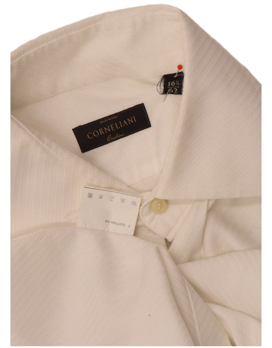 Corneliani Herrenhemd Größe 42 16 1/2 große weiße Baumwolle