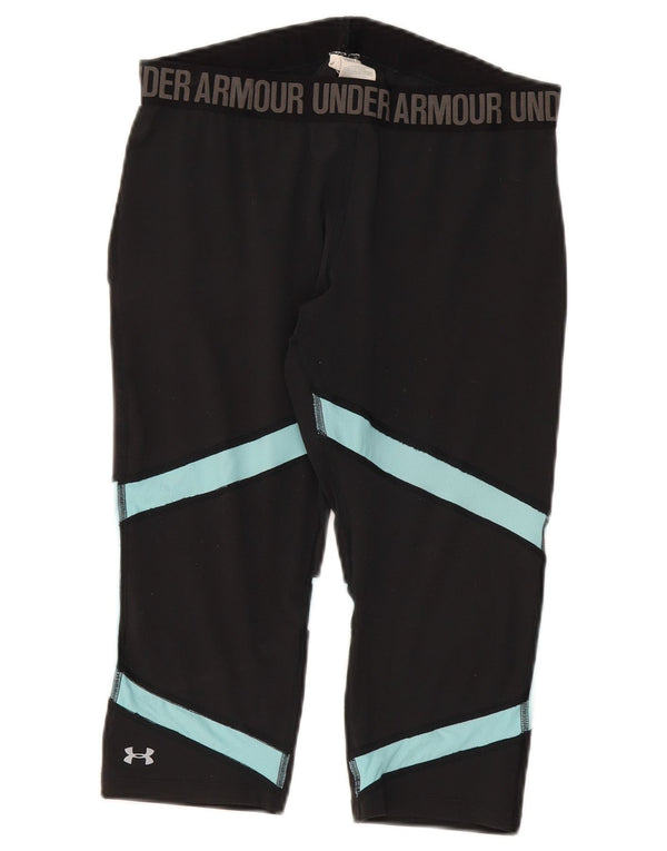 Under Armour Damen Heat Gear Graphic Leggings UK 14 Large Grau Farbblock