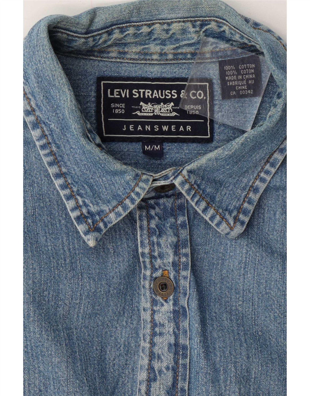 Levi's Herren Kurzarm-Jeanshemd aus mittelblauer Baumwolle