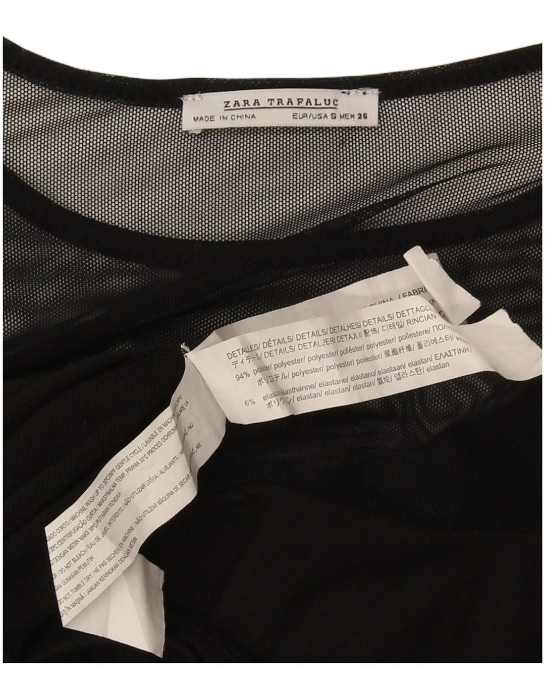 Zara Damen Langarm-Etuikleid UK 10 Small Schwarz Polyester