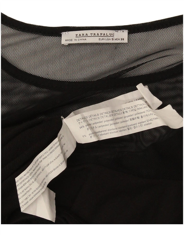 Zara Damen Langarm-Etuikleid UK 10 Small Schwarz Polyester