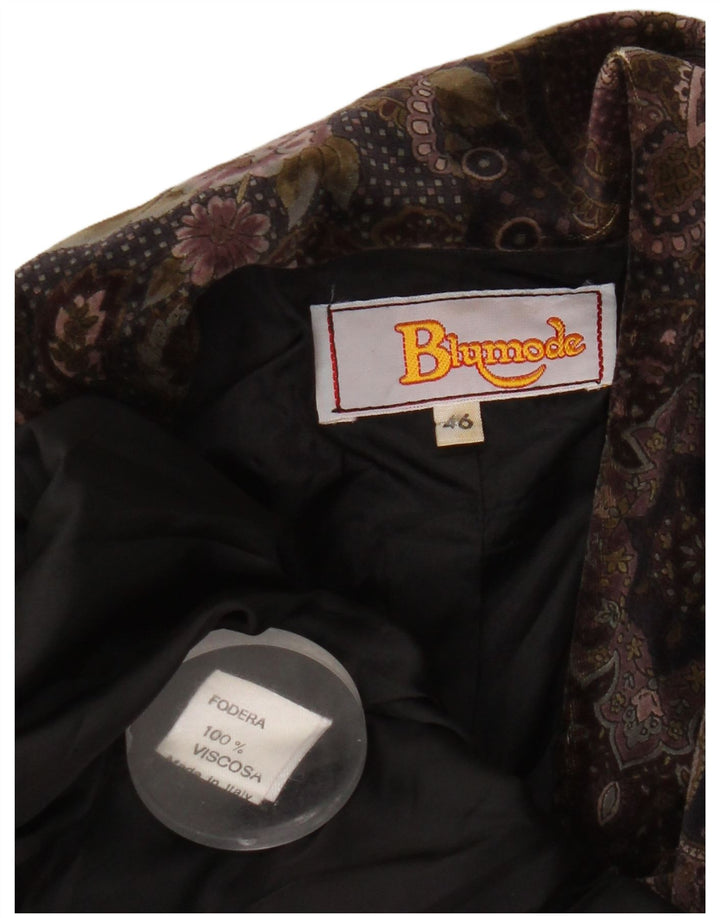 Blumode Damen 2-Knopf-Blazerjacke EU 46 XL Braun geblümt