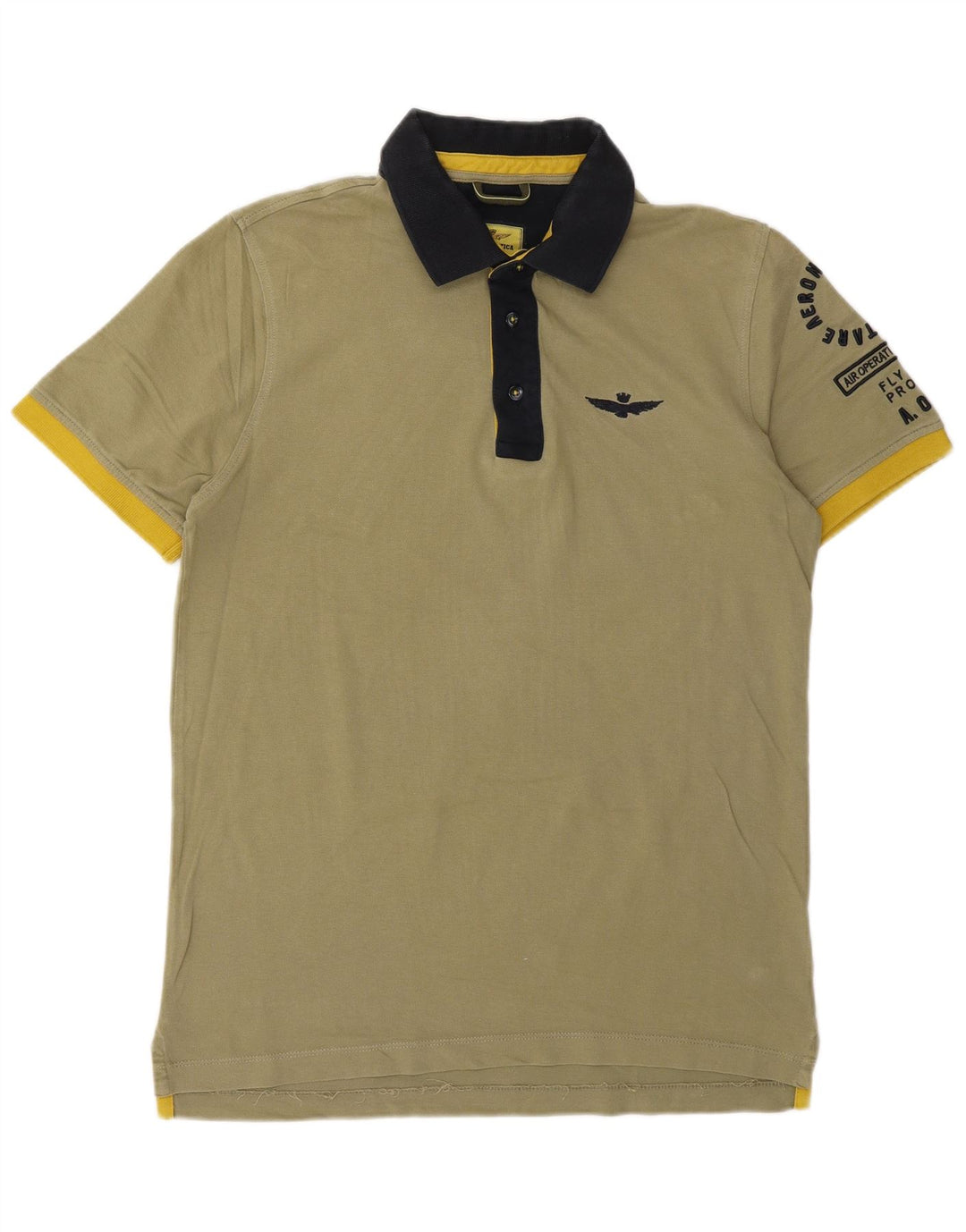AERONAUTICA MILITARE Grafisches Slim-Fit-Poloshirt für Herren aus mittlerer Khaki-Baumwolle