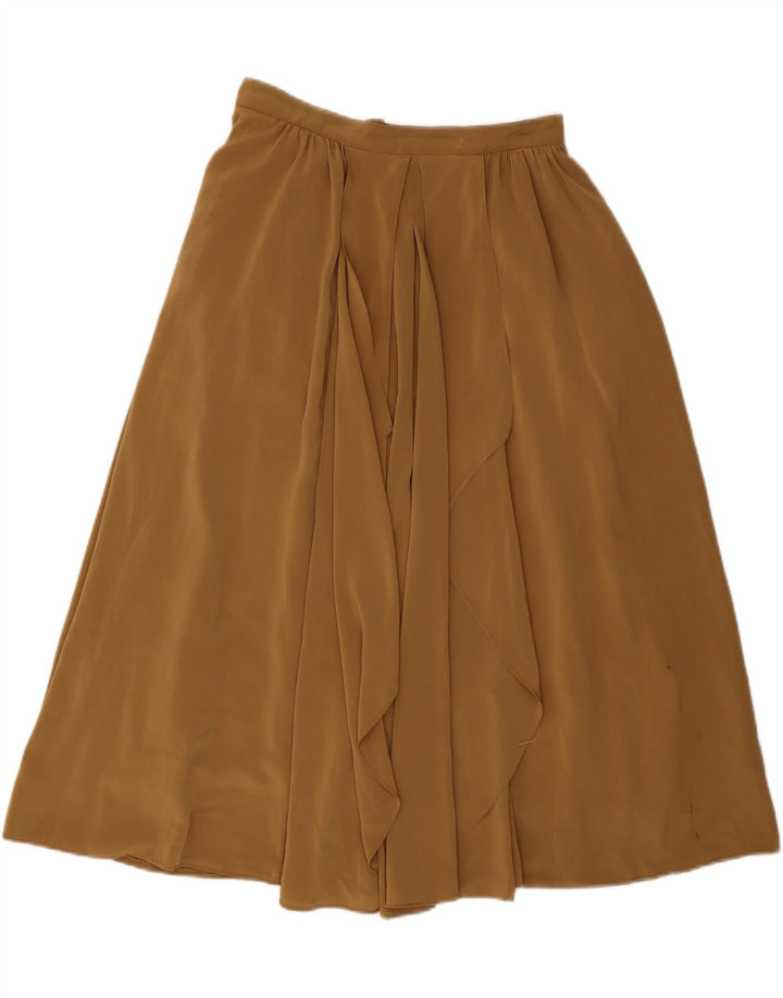 VINTAGE Womens Flared Skirt IT 38 XS W26 Brown Polyester Vintage Vintage and Second-Hand Vintage from Messina Hembry 