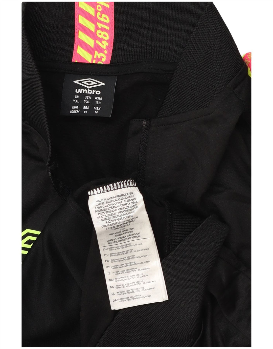 Umbro Jungen Grafik-Trainingsanzug-Top-Jacke, 12–13 Jahre, XL, schwarzes Polyester