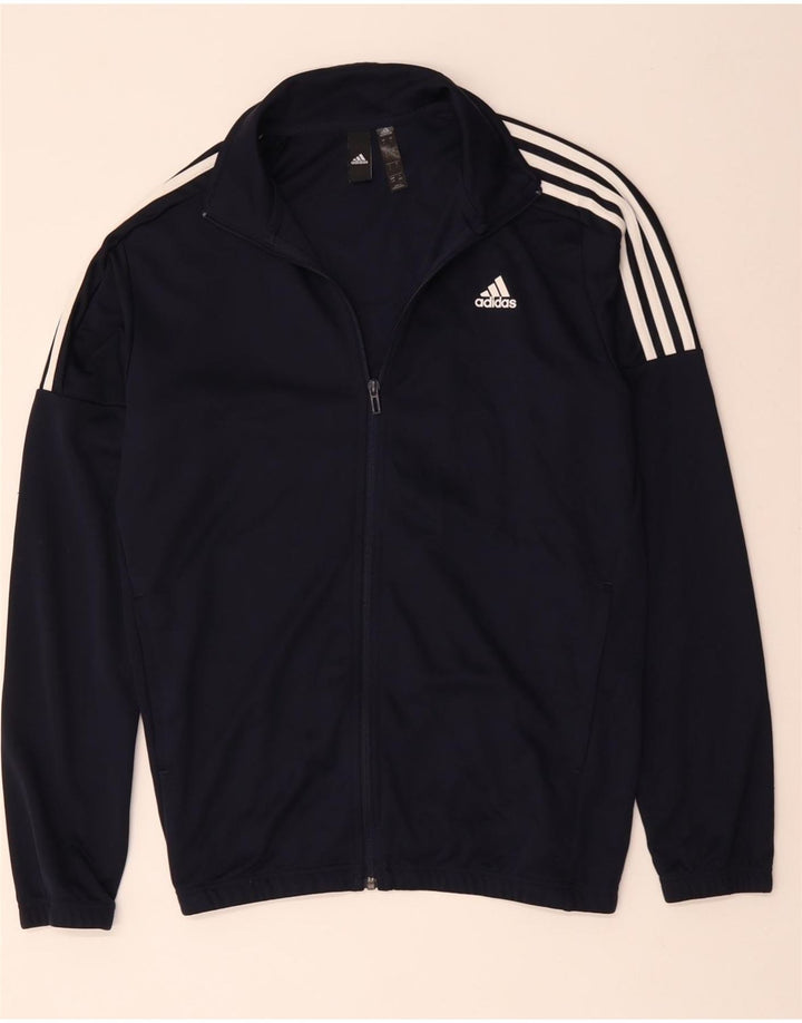 ADIDAS Herren-Trainingsanzug-Oberteil, große Jacke aus marineblauem Polyester