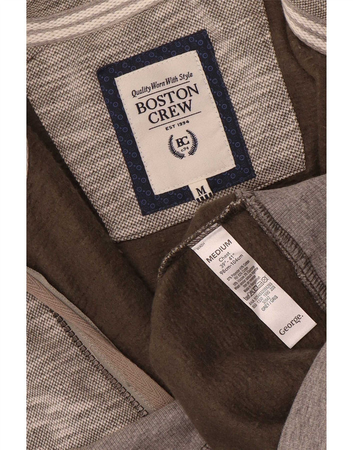 Boston Crew Herren-Trainingsanzugoberteil aus mittelgrau meliertem Polyester