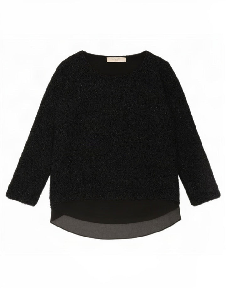Zara Damen Langarm-Tunika-Oberteil UK 16 Large Schwarz Polyester