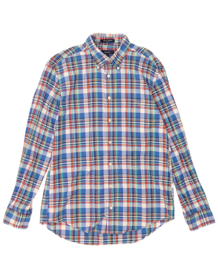 Gant Herren E-Z Fit Hemd, groß, blau kariert, Baumwolle