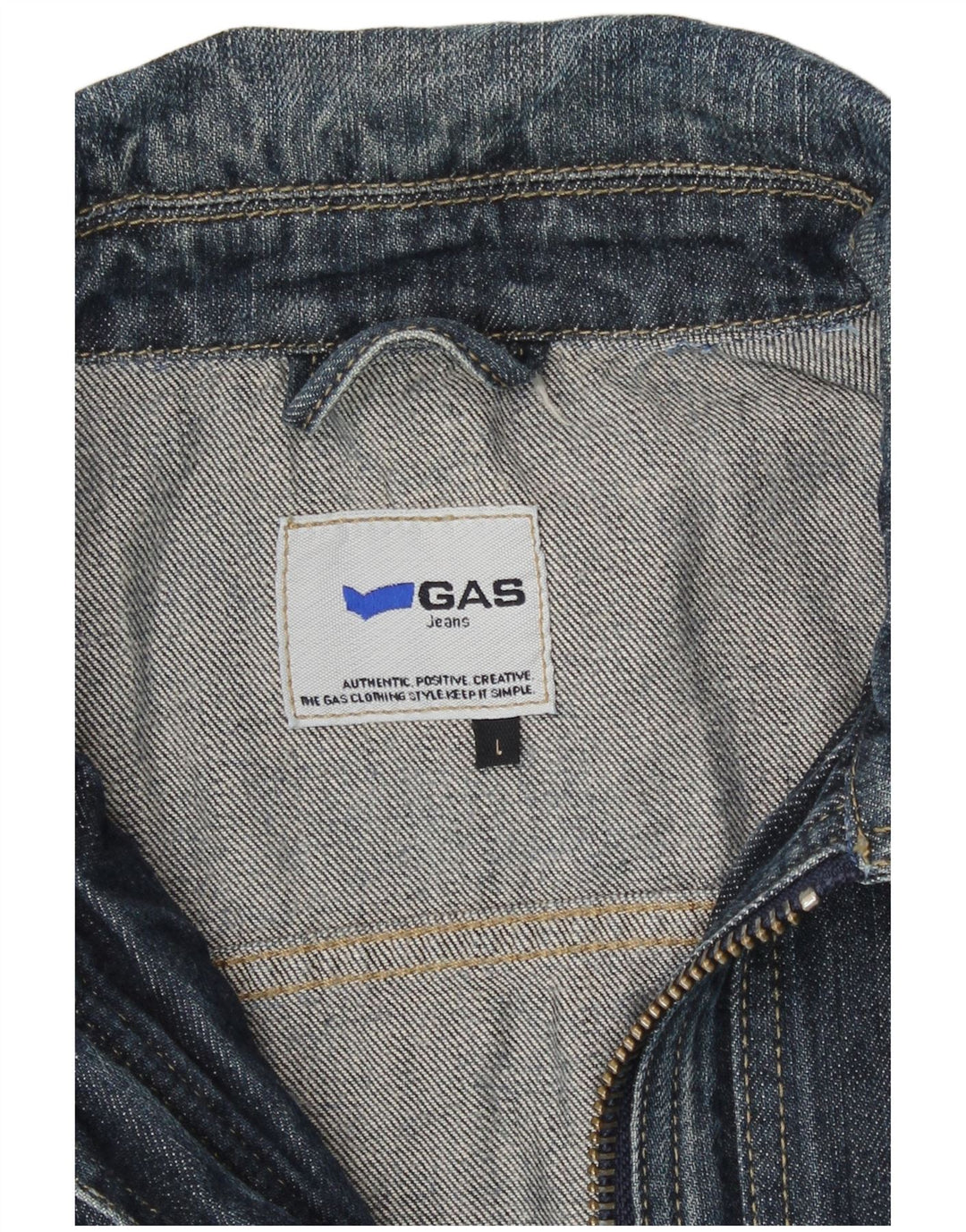 Gas Damen Jeansjacke UK 14 Große blaue Baumwolle