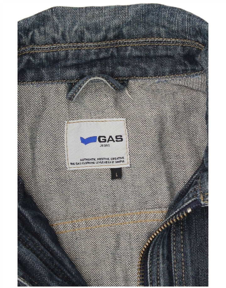 Gas Damen Jeansjacke UK 14 Große blaue Baumwolle