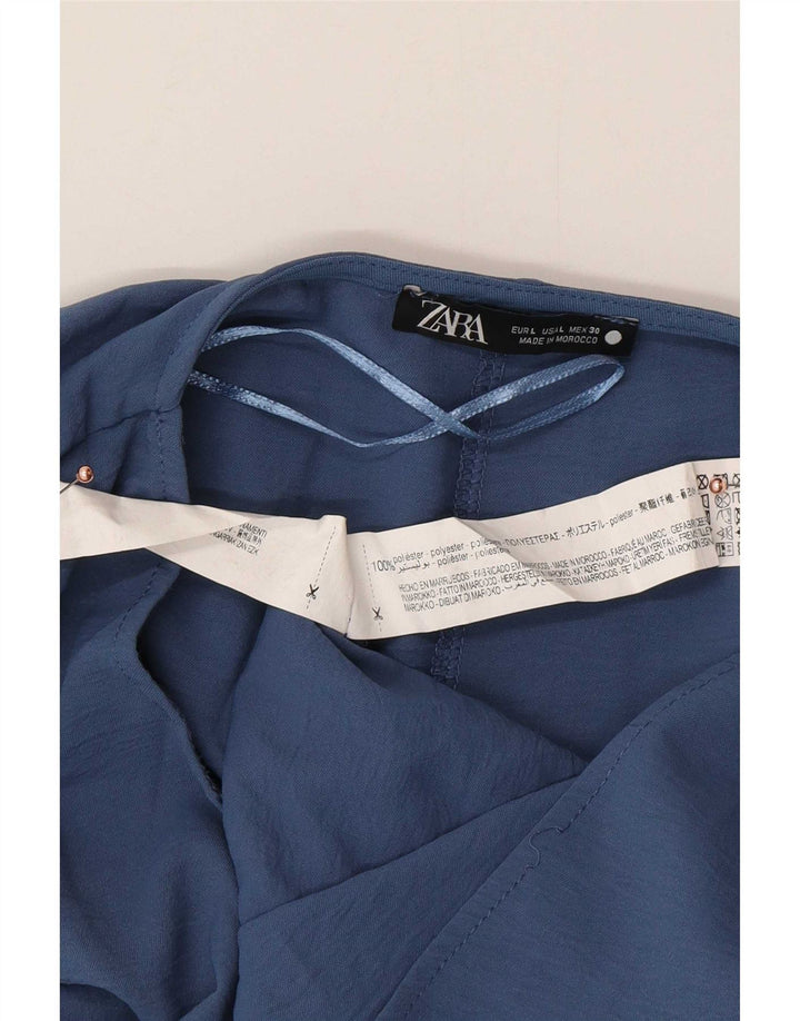 Zara Damen Ärmelloser Playsuit UK 16 Large Blau Polyester
