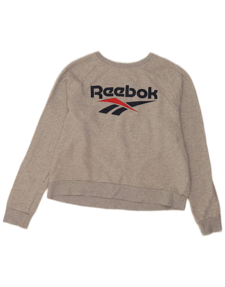 Reebok Damen Graphic Sweatshirt Pullover UK 16 Large Grau Baumwolle