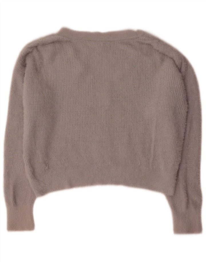 Topshop Damen-Pullover, bauchfrei, übergroß, V-Ausschnitt, Gr. 10, Größe S, Grau
