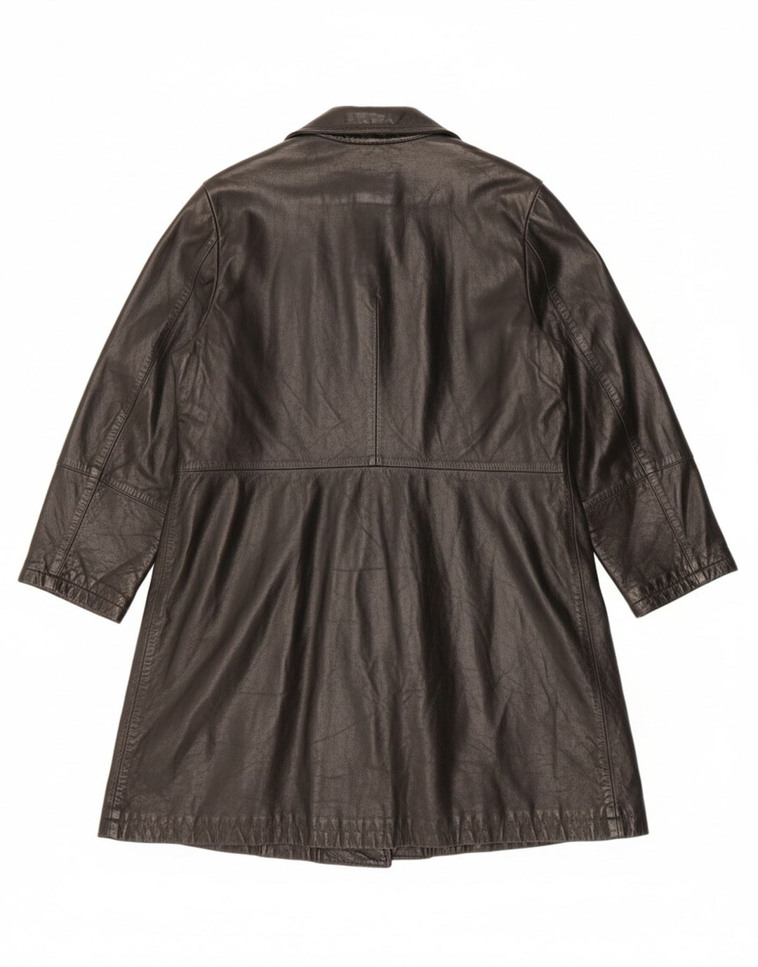 SUPREMA Womens Oversized Leather Coat IT 46 Large Black Leather