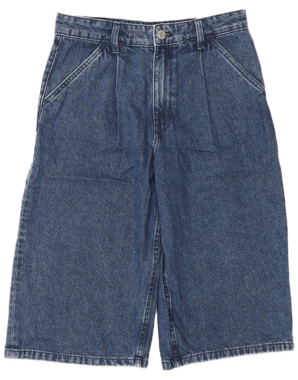 Zara Damen Relaxed Fit Denim High Waist Bermuda Shorts EU 34 2XS W24 Blau