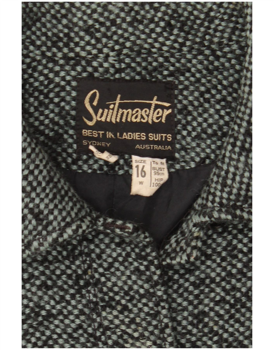 VINTAGE Damen-Blazerjacke mit 6 Knöpfen, UK 16, große grau gefleckte Wolle