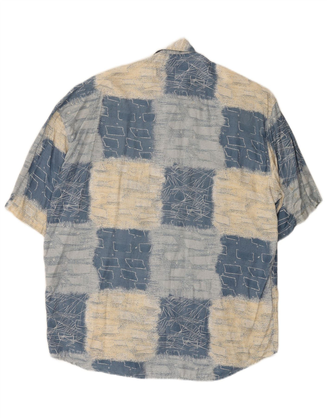 RAYBEST Herren Kurzarmhemd Mittelblau Geometrisch