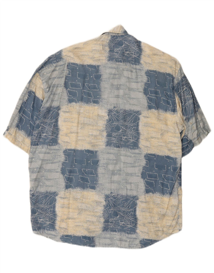 RAYBEST Herren Kurzarmhemd Mittelblau Geometrisch