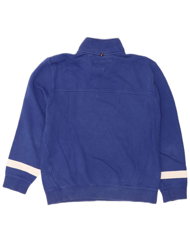Tommy Hilfiger Herren-Sweatshirt mit Reißverschluss am Hals, mittelblaue Baumwolle