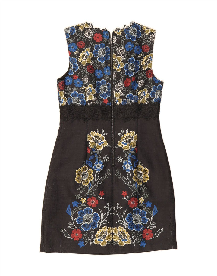 WAREHOUSE Womens Sleeveless Sheath Dress UK 12 Medium  Black Floral Vintage Warehouse and Second-Hand Warehouse from Messina Hembry 