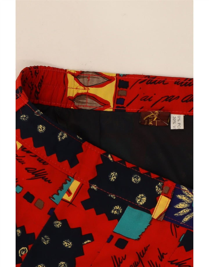 VINTAGE Womens A-Line Skirt W28 Medium Red Patchwork Polyester Vintage Vintage and Second-Hand Vintage from Messina Hembry 