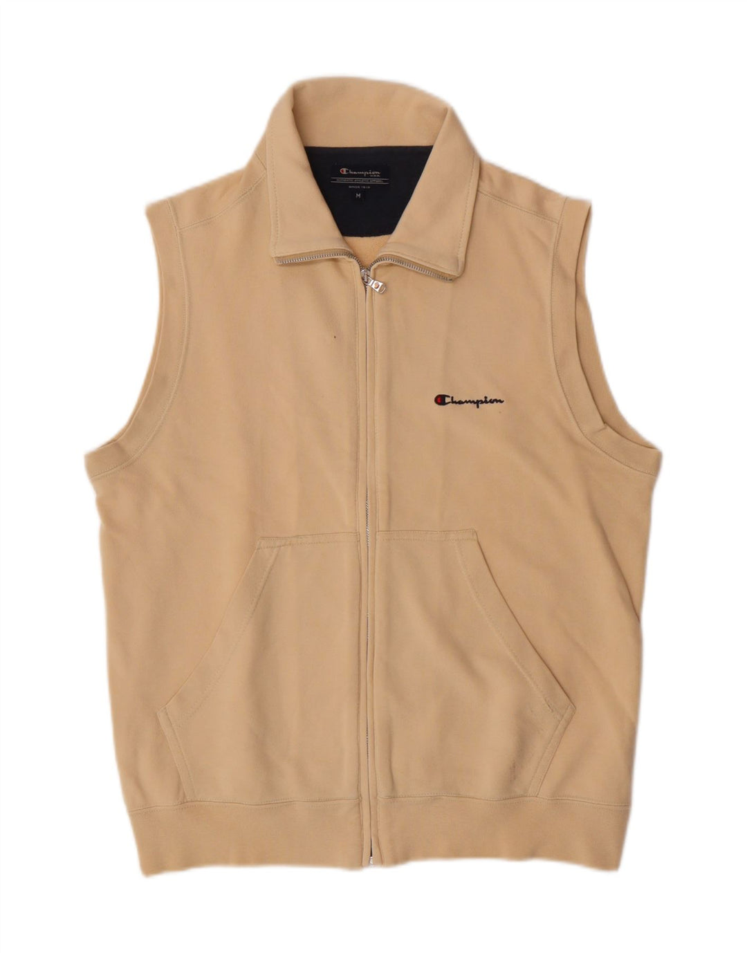 CHAMPION Mens Sleeveless Tracksuit Top Jacket Medium Beige Cotton Vintage Champion and Second-Hand Champion from Messina Hembry 