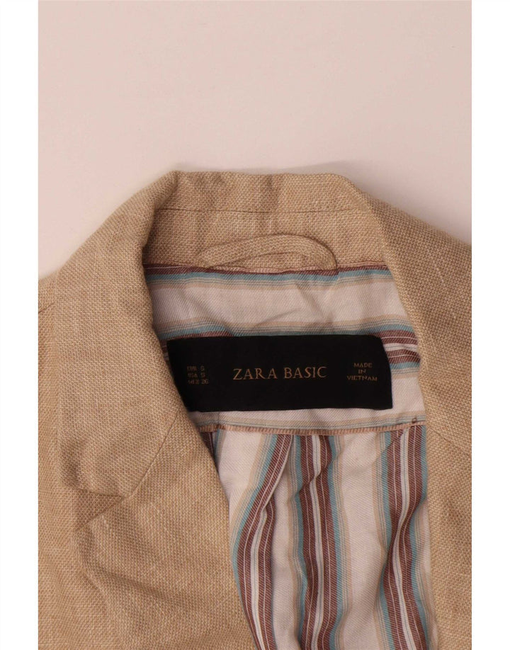 Zara Damen 1-Knopf-Blazerjacke UK 10 Small Beige