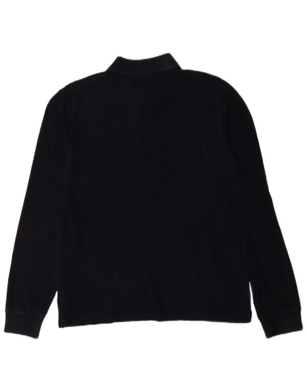 Lyle & Scott Mens Long Sleeve Polo Shirt Large Navy Blue Cotton