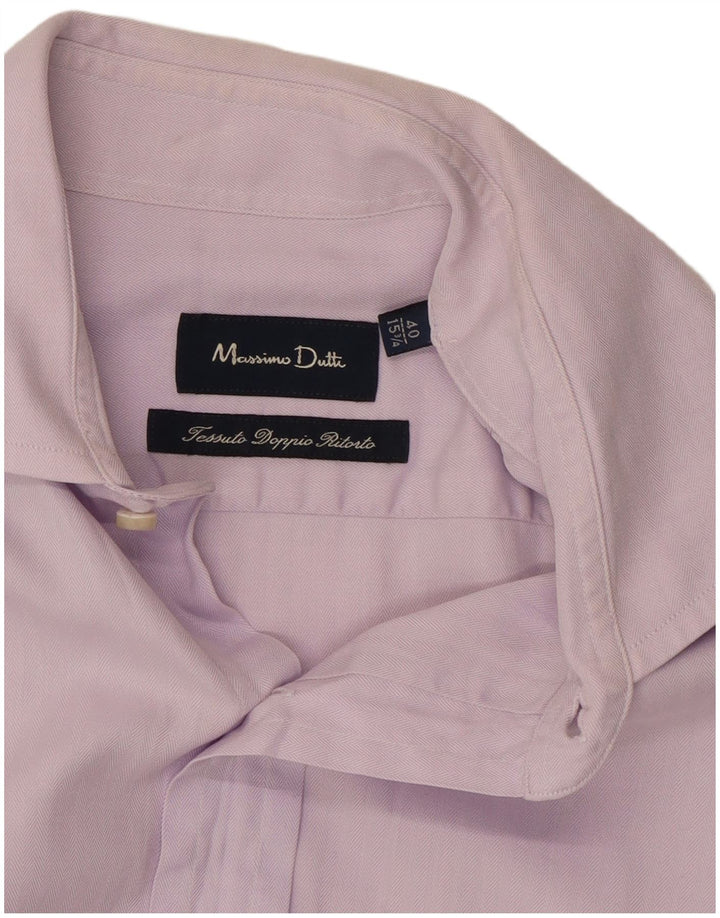 Massimo Dutti Herrenhemd Größe 15 3/4 40 Mittellila Fischgrätenmuster