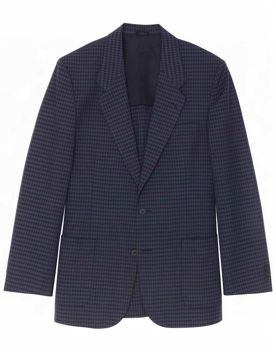 Vintage Herren 2-Knopf-Blazerjacke IT 50 Large Navy Blue Gingham