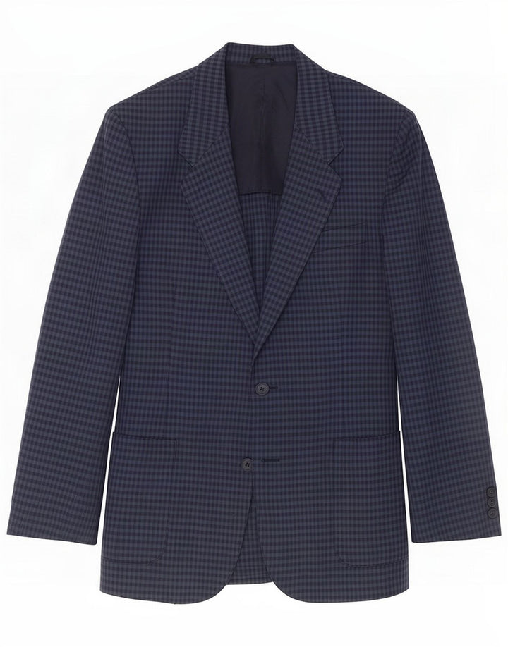 Vintage Herren 2-Knopf-Blazerjacke IT 50 Large Navy Blue Gingham