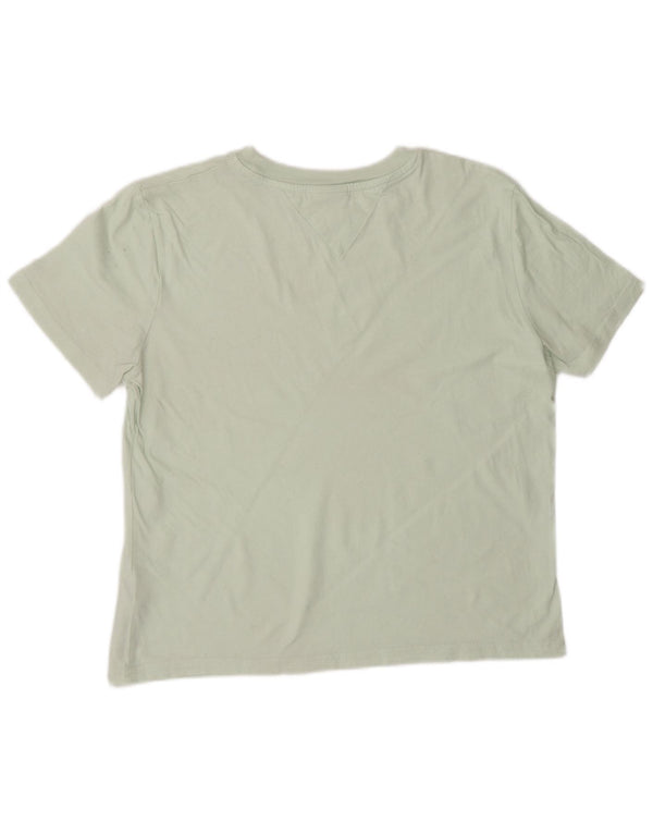 TOMMY HILFIGER Damen Grafik T-Shirt Top UK 14 Mittelgrüne Baumwolle