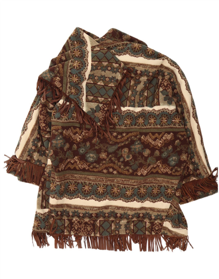 Castellani Offener Poncho-Mantel für Damen UK 22 3XL Braun Geometrisch
