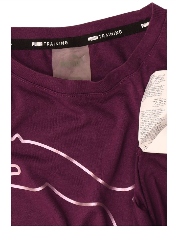 Puma Damen Grafik T-Shirt Top UK 16 Large Lila Polyester