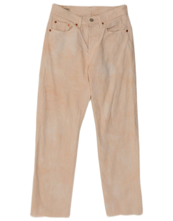 Levi's Damen 501 Straight Jeans W26 L28 Beige Tie Dye Baumwolle