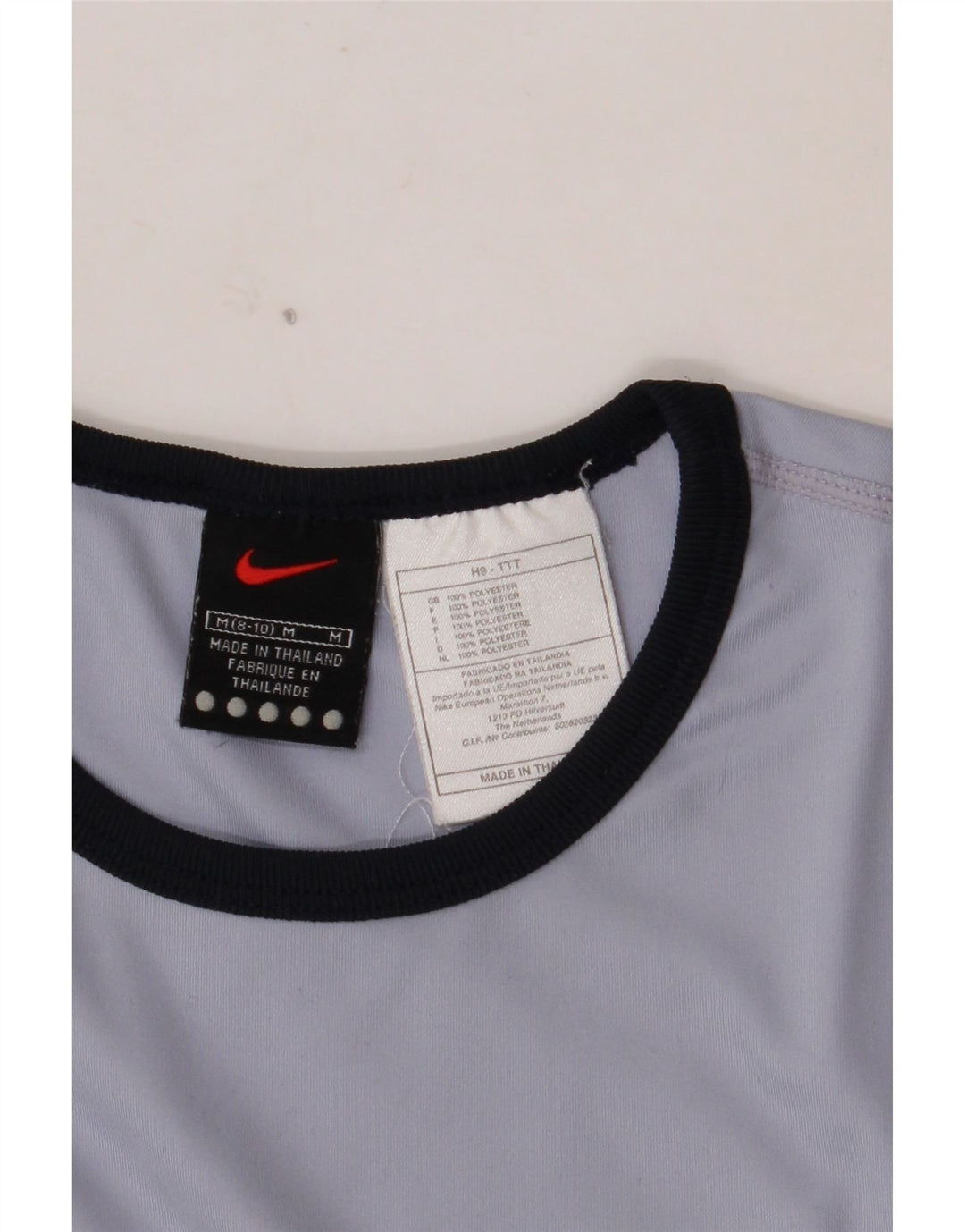 NIKE Damen Crop Top Langarm US 8/10 Mittelblaues Polyester