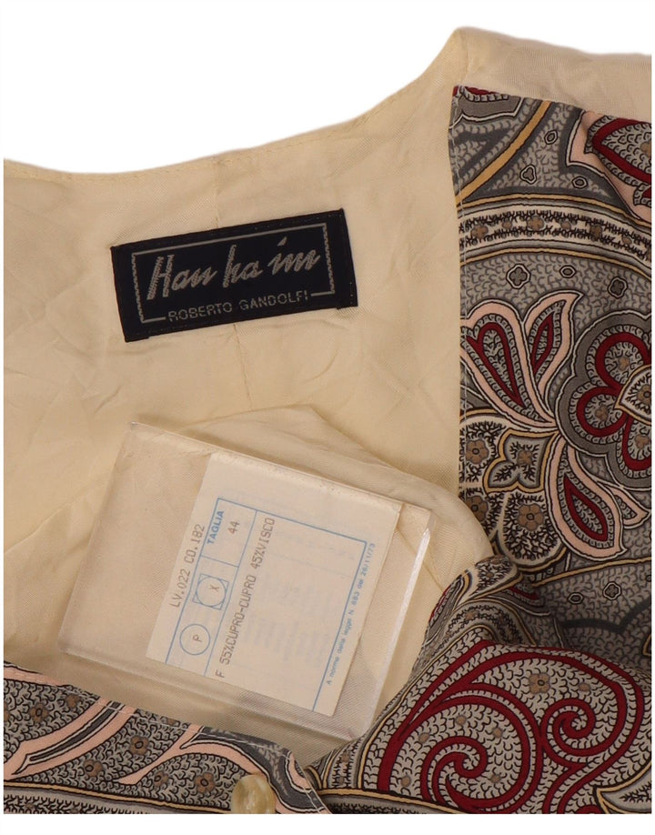 Vintage Damen Weste IT 44 Mittelgraue Paisley-Baumwolle