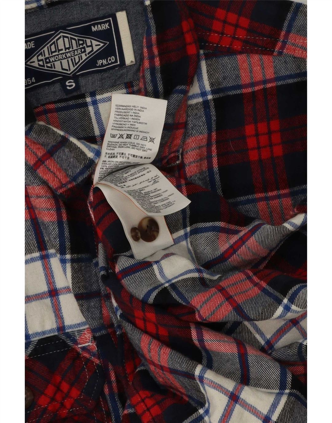 Superdry Herren-Flanellhemd mit klassischer Passform, klein, marineblau, kariert, Baumwolle